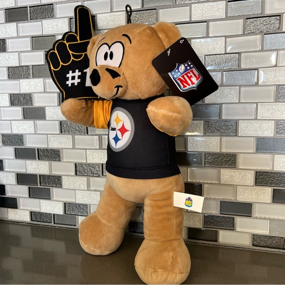 Pittsburgh Steelers NFL Football Bear Plush #1 Finger T-Shirt / 14” / BRAND NEW - Picture 3 of 16